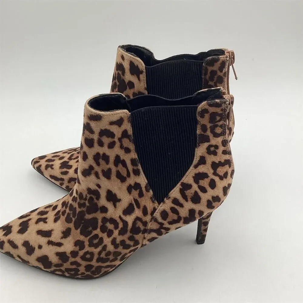 Women's Leopard Print Ankle‎ Booties Size 7.5 Stiletto Heel